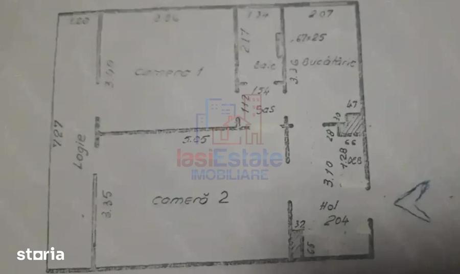 Apartament cu 2 camere decomandat în Podu Roș