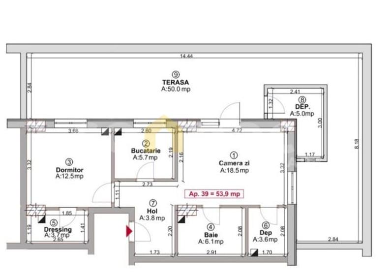 Apartament 2 C | Bucatarie separata | SU 54 mp + SU 50 terasă | Boxă | Florești - 7
