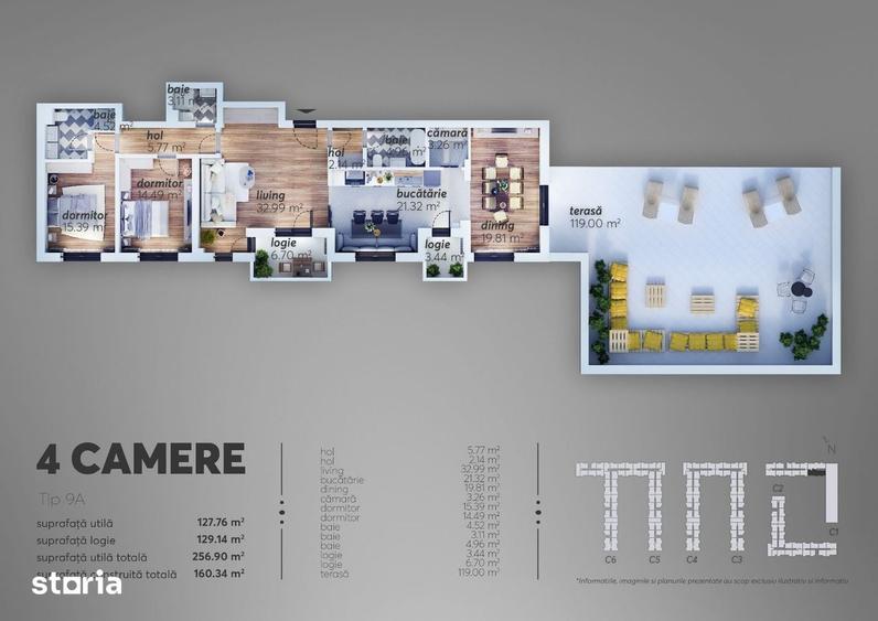 Apartament cu 4 camere în Giulești