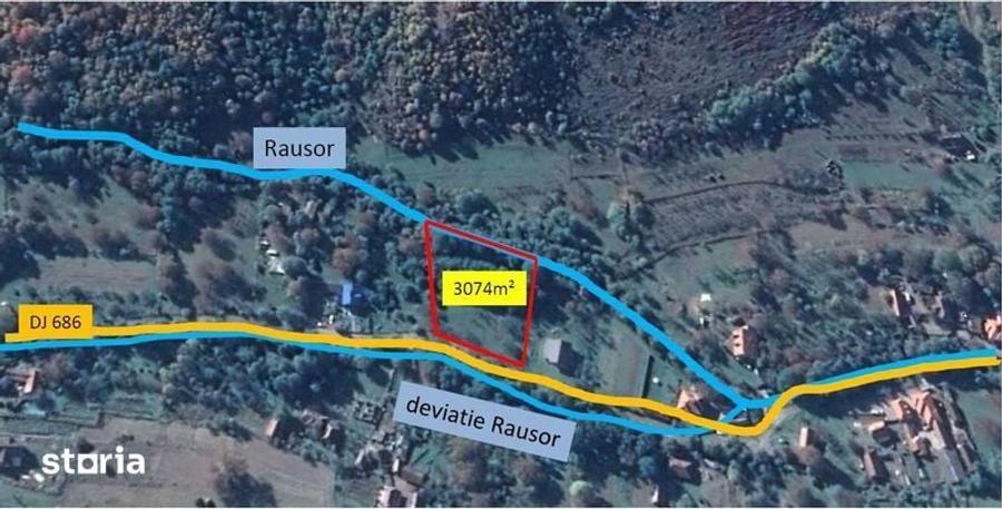 Teren de 3074 mp, în Râu de Mori