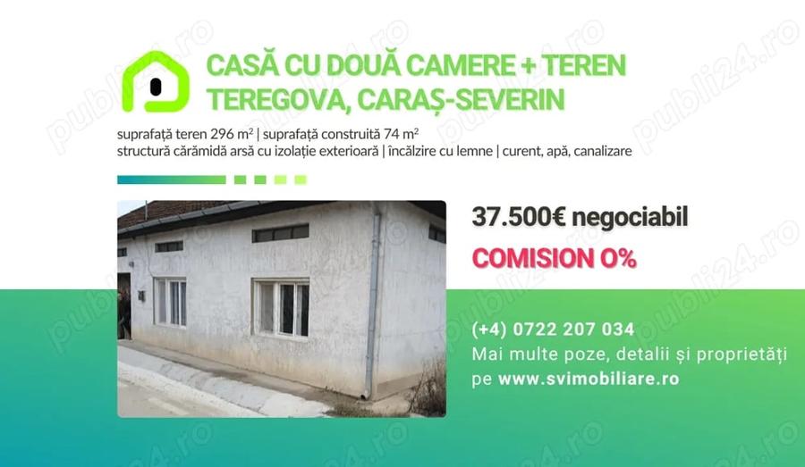 Casă cu 2 camere cu Teren 296 Mp în Teregova