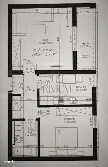 Apartament cu 2 camere decomandat în Braytim