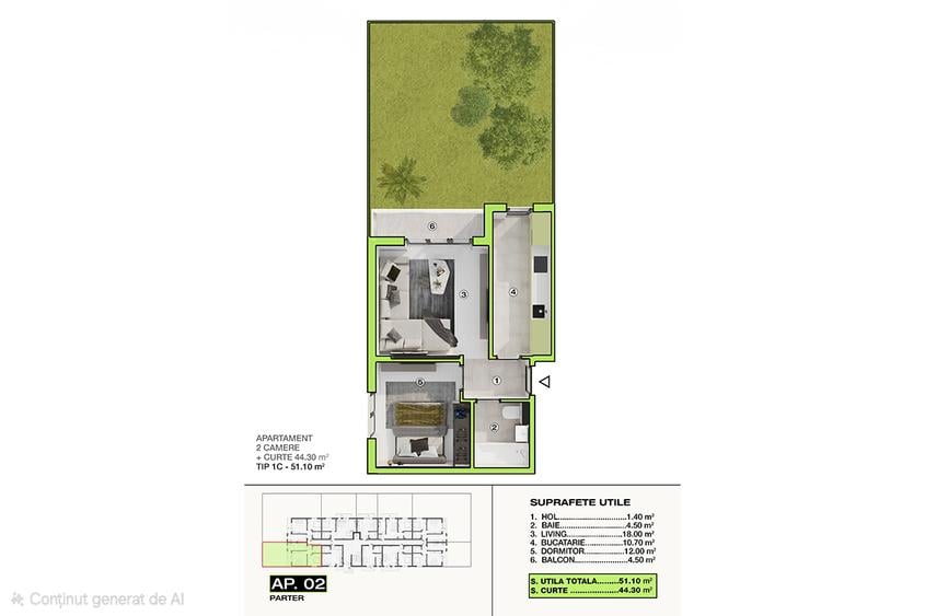 Apartament cu 2 camere decomandat în Bragadiru