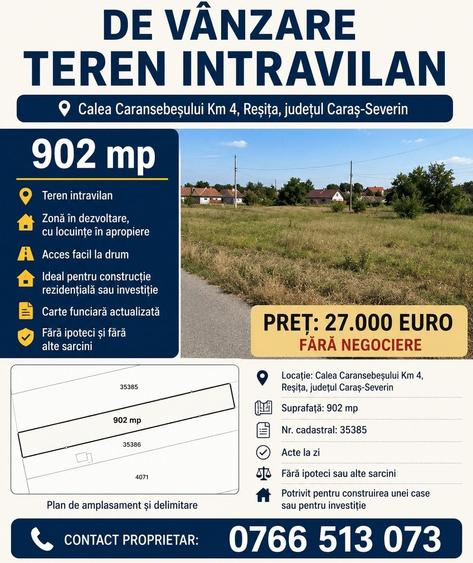 Teren de vanzare Calea Caransebesului km 4- Resita - 1