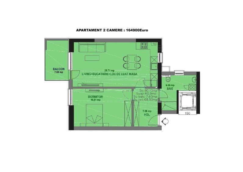 Apartament cu 2 camere decomandat în Străulești