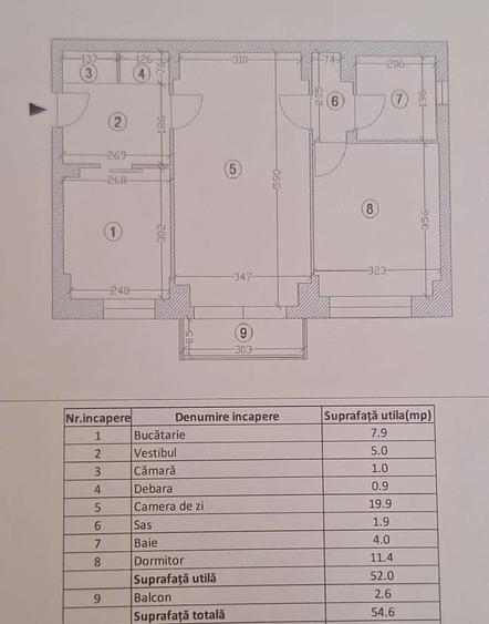 Apartament cu 2 camere semidecomandat în Iancului