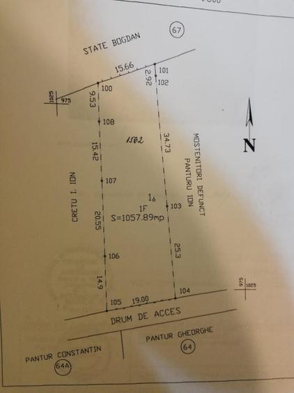 Teren Construcții intravilan de 1040 mp, în Podul Lung