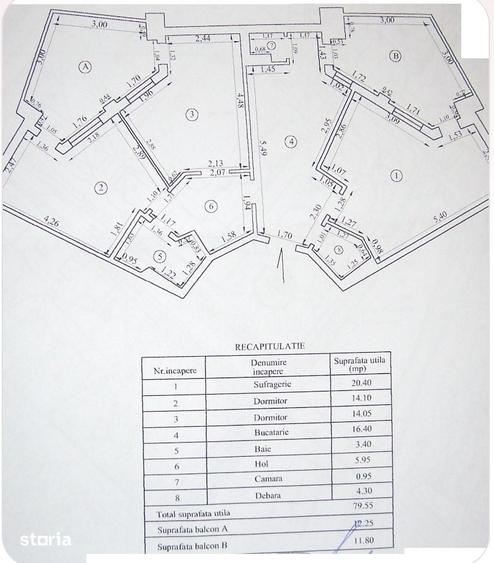 Apartament cu 3 camere în Central