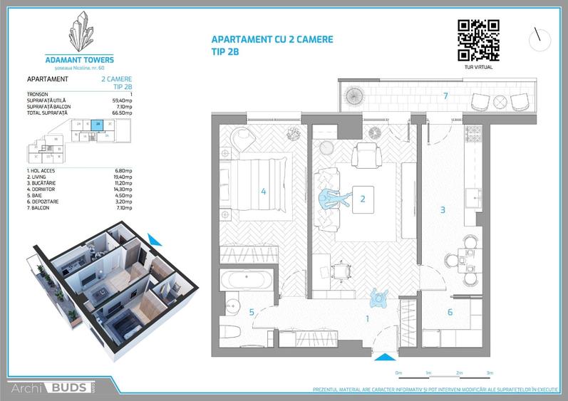 Apartament cu 2 camere decomandat în Cug