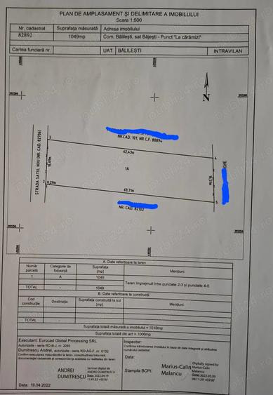 Teren de 1049 mp, în Băjești