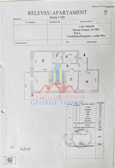 Ap. 3 camere, 79 mp, Bragadiru - Prelungirea Ghencea, 
Str.Ciresar 26A - 2