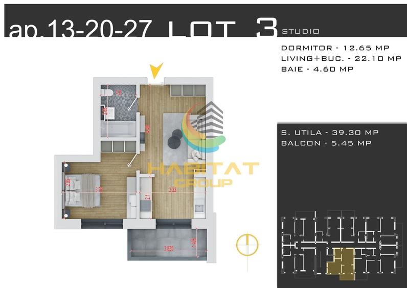 Pallady 2 camere tip studio 45 mp 15 min.metrou N.Teclu - 2