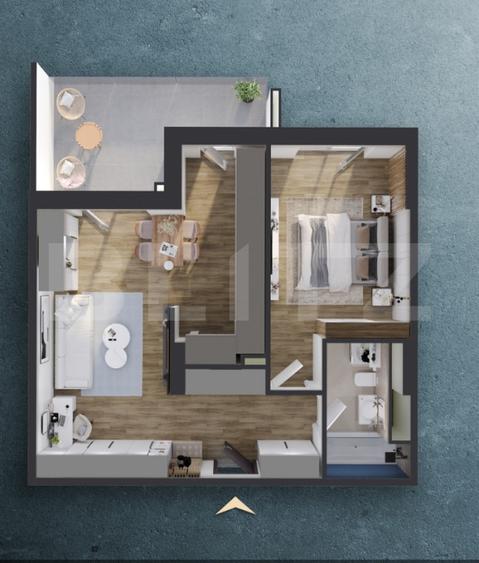 Apartament 2 camere, 59 mp, balcon 13 mp,  proiect nou nZEB, zona Rivus - 1