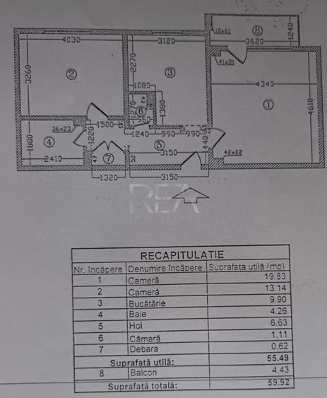 2 camere Barbu Văcărescu decomandat, et. 4, an 1992, 60 mp - 1