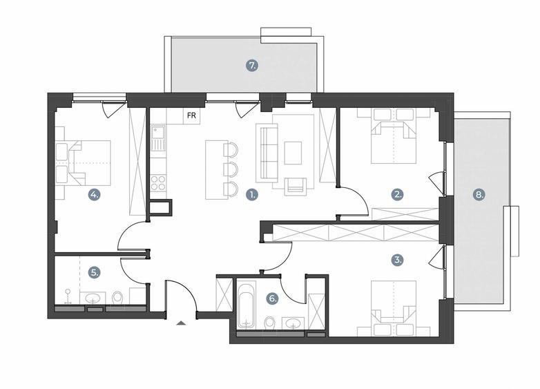 Apartament cu 4 camere decomandat în Bună Ziua