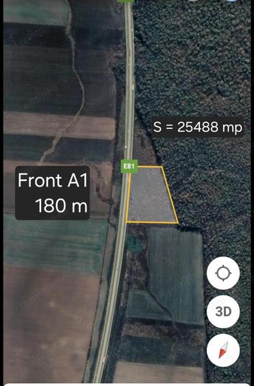 Vand teren intravilan 25488 mp KM 57 A1 front 180 m - 4