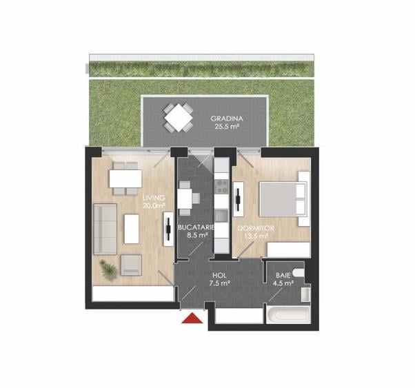 Sector 1 apartament 2 camere + gradina proprie - reper Mall Colosseum - 1