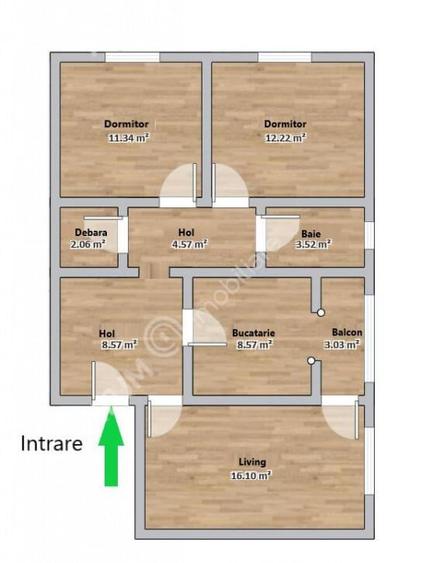 Apartament decomandat 3 camere si balcon zona Vasile Aaron d - 4