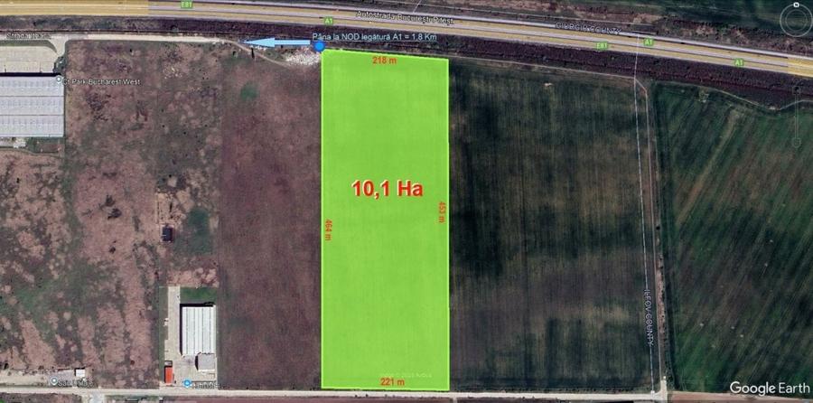 Teren 10,1 Ha cu deschidere 218 ml  la A1 - km 22 - 3