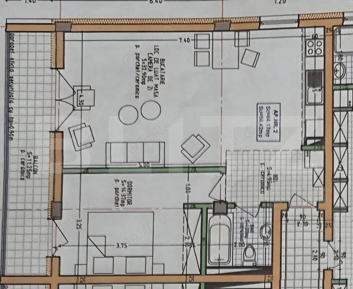 Apartament de vanzare Bloc nou 2 camere, 56,42mp utili - 2