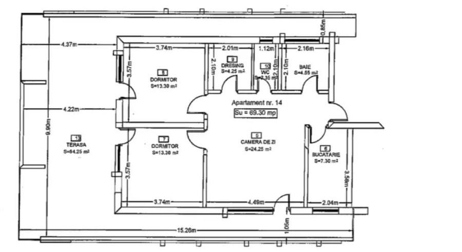 Apartament3 camere+ 64mp Terasa str. Eroilor-Spartan Floresti - 5