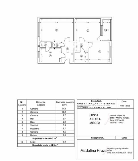 Apartament cu 3 camere decomandat în Titan