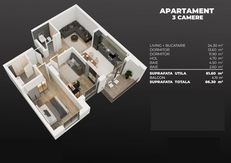 Apartament cu 3 camere, Decomandat, 2 minute de Metrou Berceni - 9