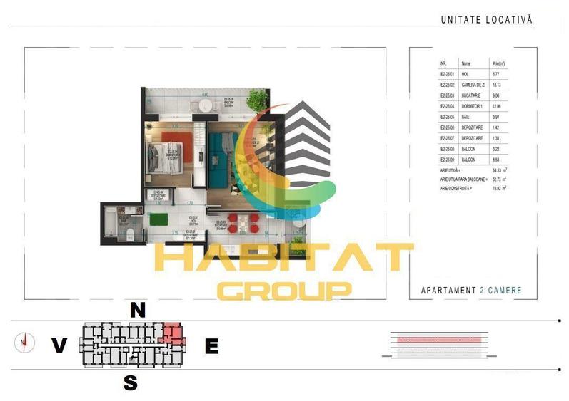 Apartament cu 2 camere decomandat în Titan