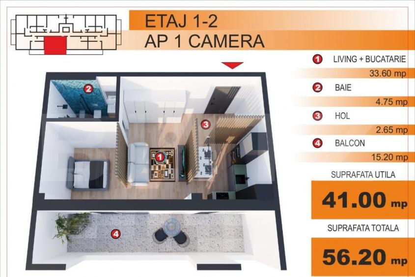 Comision 0%! Apartament tip studio, zona Imparatul Traian - 1