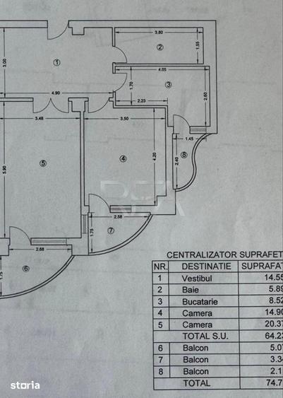 Apartament cu 2 camere decomandat în Centrul Civic