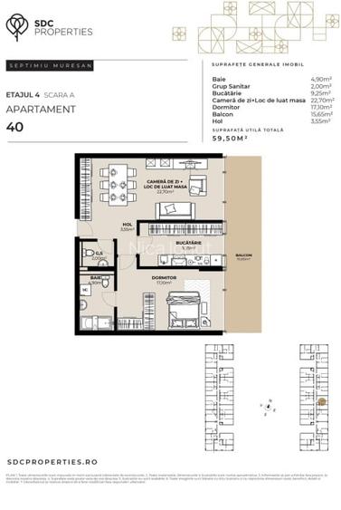 PROIECT EXCLUSIVIST! Apartament de vanzare, 59,50 mp, Complex SDC