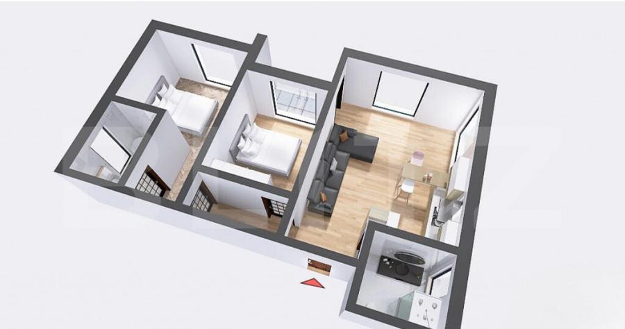 Apartament 3 camere, 71 mp, decomandat Zona 22 Decembrie 198 - 2