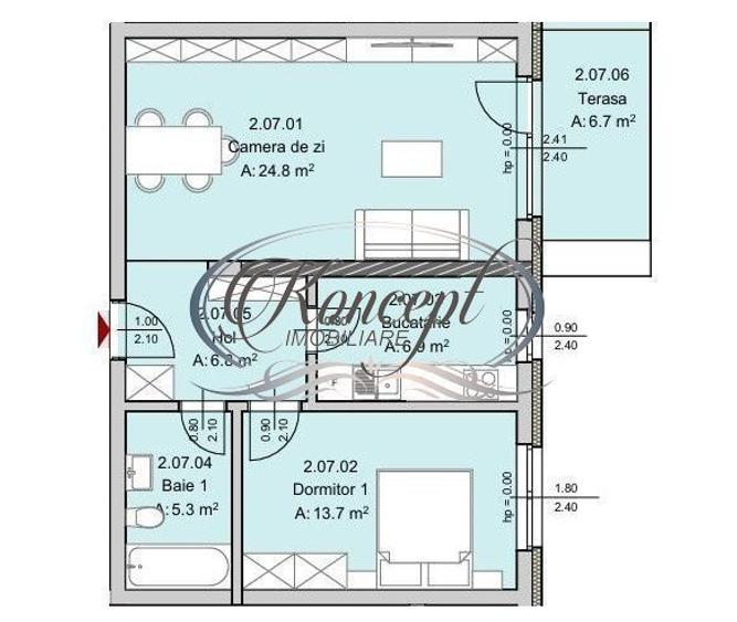 Apartament cu 2 camere în Central