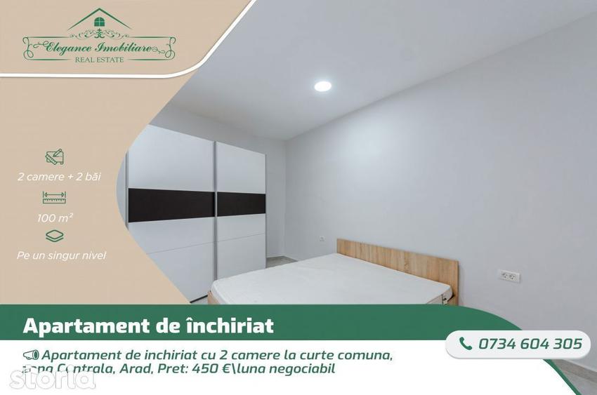 Apartament de inchiriat cu 2 camere la curte comuna, zona Centrala, Ar - 7