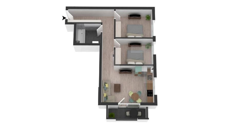 Ocazie! Apartament modern semifinisat, cu 3 camere, 60 mp, etaj intermediar - 1