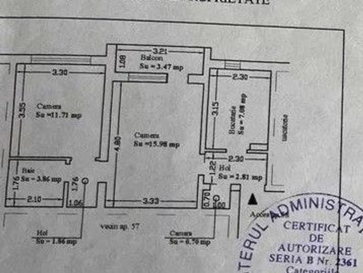 Apartament cu 2 camere semidecomandat, mobilat în Dacia