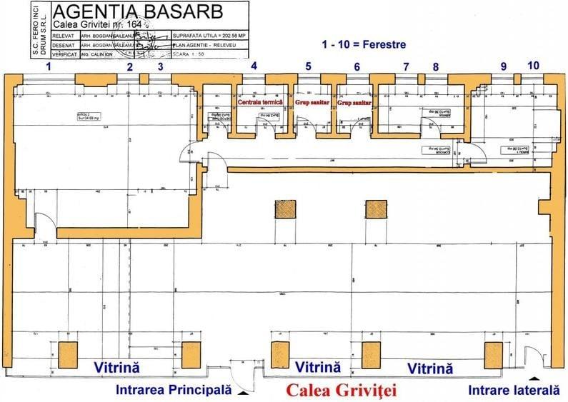 Inchiriez avantajos Spatiu comercial 195 mp, 20 m vitrina Buc. Calea Grivitei