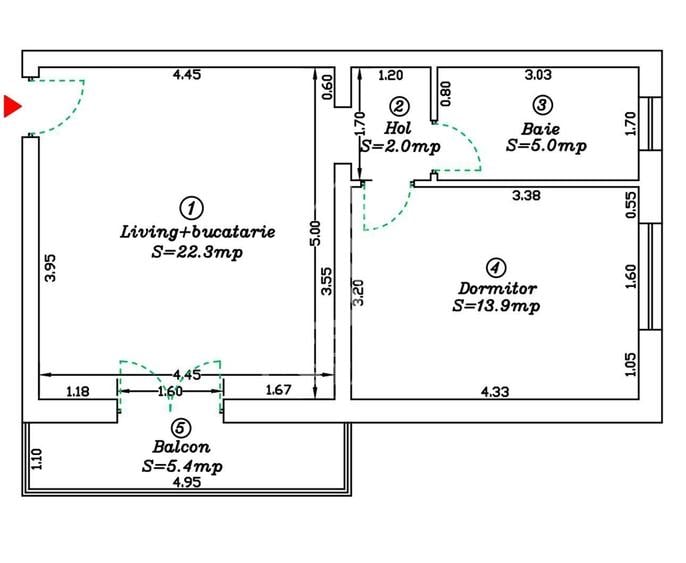 Apartament cu 2 camere în Ciarda Roșie