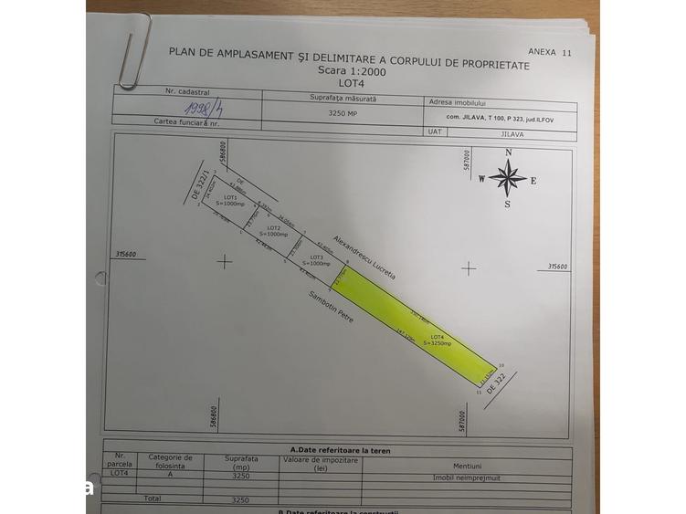 Teren de 3250 mp, în Jilava