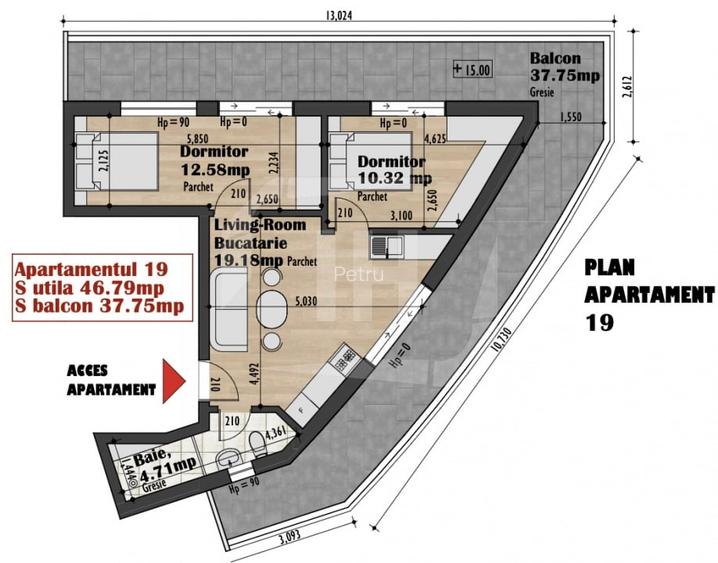 Apartament 3 camere, terasa 38 mp, bloc finalizat in cartierul Iris