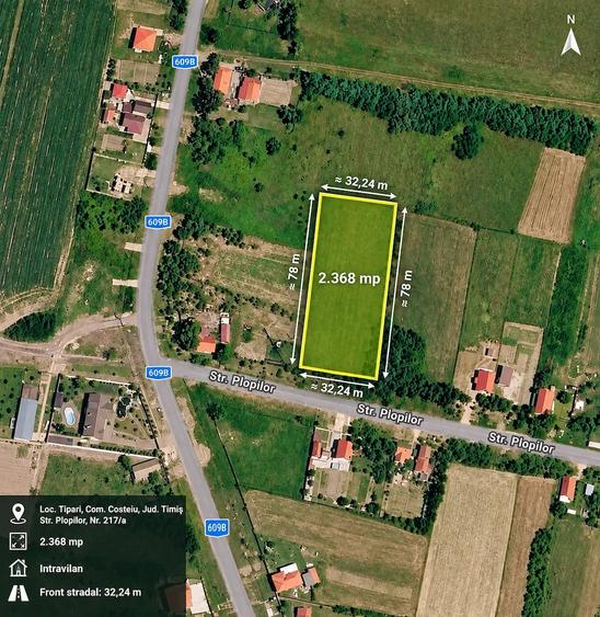Teren intravilan 2.368 mp in ?ipari, front 32 m toate utilita?ile, acces rapid autostrada - 1