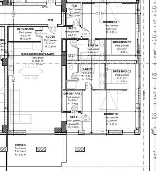 Penthouse de vanzare, cu 3 camere, 148 mp, terasa 62 mp, zo