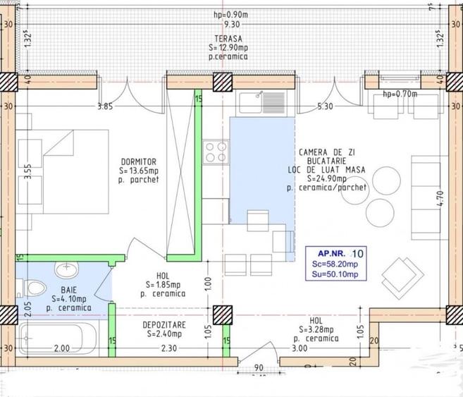 Apartament 2 camere | Etaj 1 cu lift | terasa 13mp - 3