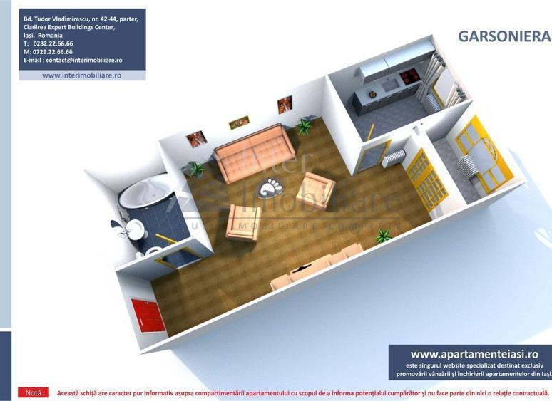 Apartament 1 camera Alexandru cel Bun , 24 metri, etaj 2 Cod:162027 - 2