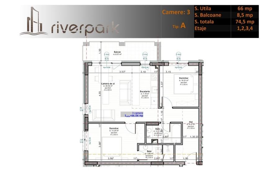 Ap 3 camere - predare imediata! Ansamblu NOU River Park - 4