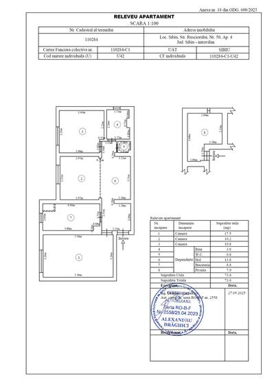 Proprietar vand apartament 3 camere 2 bai 66mp + pivnita Parter inalt. Sibiu str. Rusciorului - 1