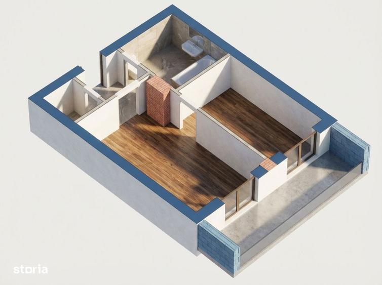 BLOC NOU! 1850E/MP FINISAT TVA INCLUS! 1 camera, 38,5mp 7,7mp balcon! - 2