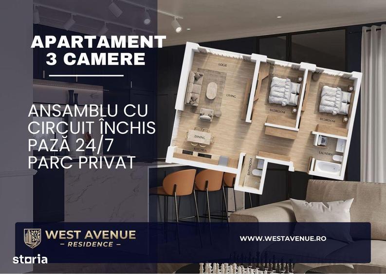 Apartament 3 camere modern | Ansamblu privat cu parc | Acces Militari - 3