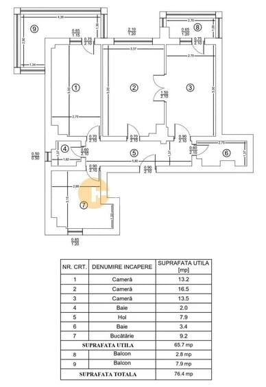 Nicolina 1 - 3 camere decomandat - 2 bai - etaj 3/8 - boxa - 11