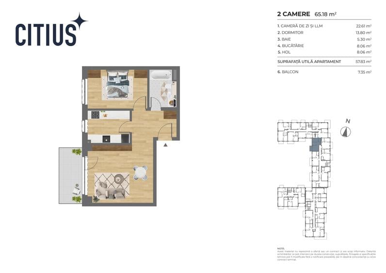 Apartament 2 camere cu bucatarie inchisa Corneliu Coposu - 2